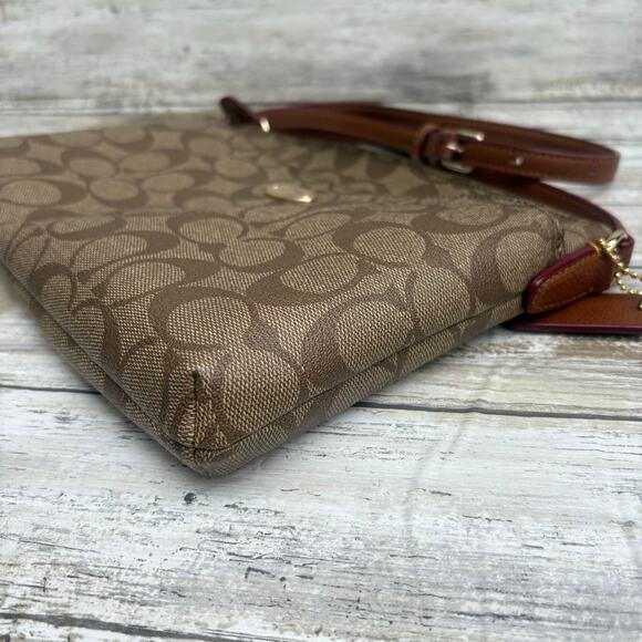 Coach Purse Signature East West Pop Crossbody Bag F52657 Brown Gold - Picture 7 of 16